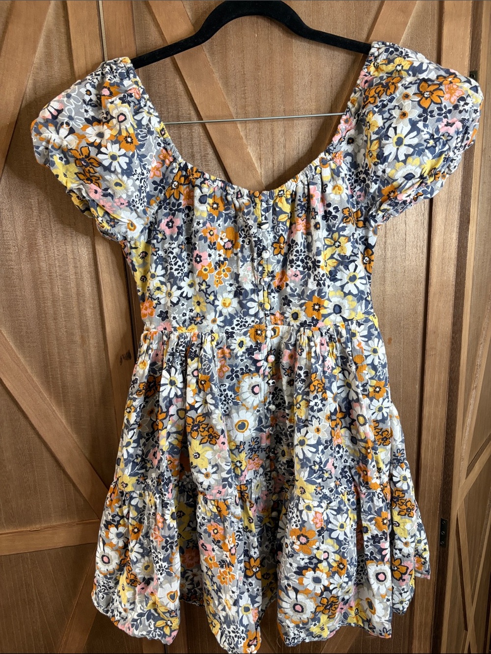 AMERICAN EAGLE Floral Print Tiered Puff Sleeve Mini Dress SIZE XS